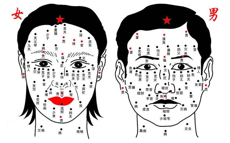 臉上痣相吉兇大全圖解