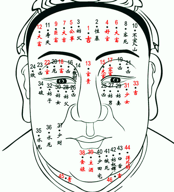 男人面部痣相圖